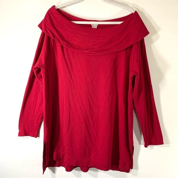 Chico's Tops - Chico's Zenergy Red Cozy Brushed Fleece Tunic